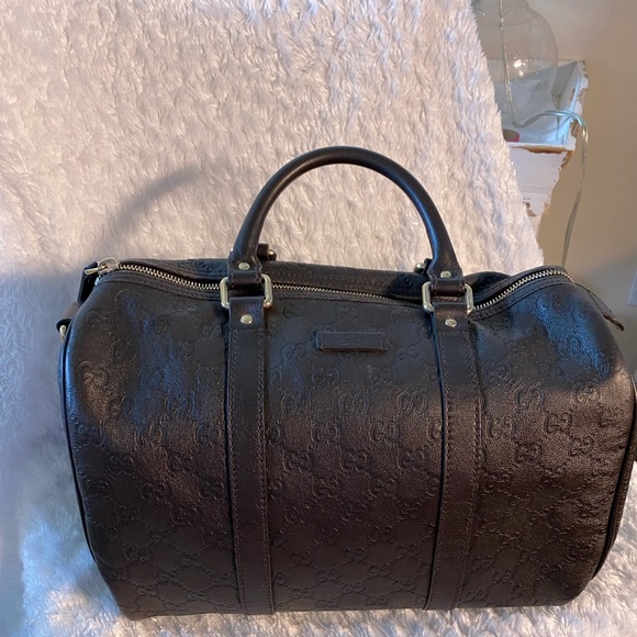 Authentic Gucci Chocolate Leather GG Boston Bag 265697 Guccissima - Picture 11 of 13